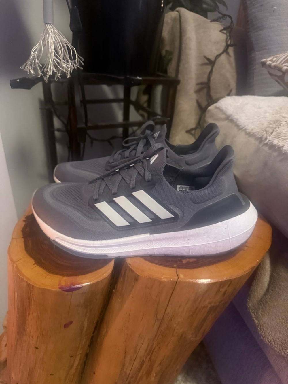 Adidas Men's Ultraboost Lites. Size Gray Running Shoes with White Three-Stripes